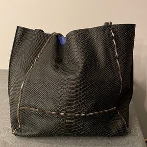 Botkier soho Black python embossed leather tote bag